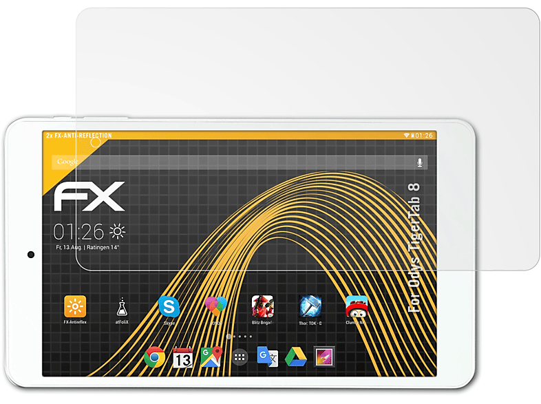 FX-Antireflex Displayschutz(für 8) 2x ATFOLIX Odys TigerTab