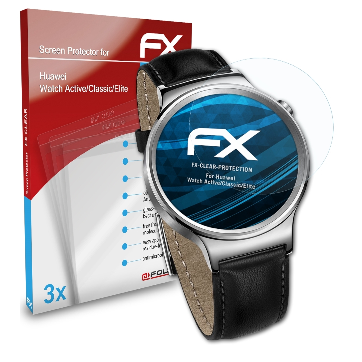 ATFOLIX 3x FX-Clear Displayschutz(für Watch Huawei Active/Classic/Elite)