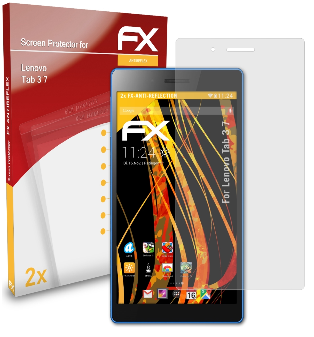 ATFOLIX 2x FX-Antireflex 7) Tab Displayschutz(für Lenovo 3