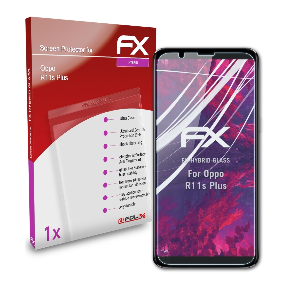ATFOLIX FX-Hybrid-Glass Oppo R11s Plus) Schutzglas(für