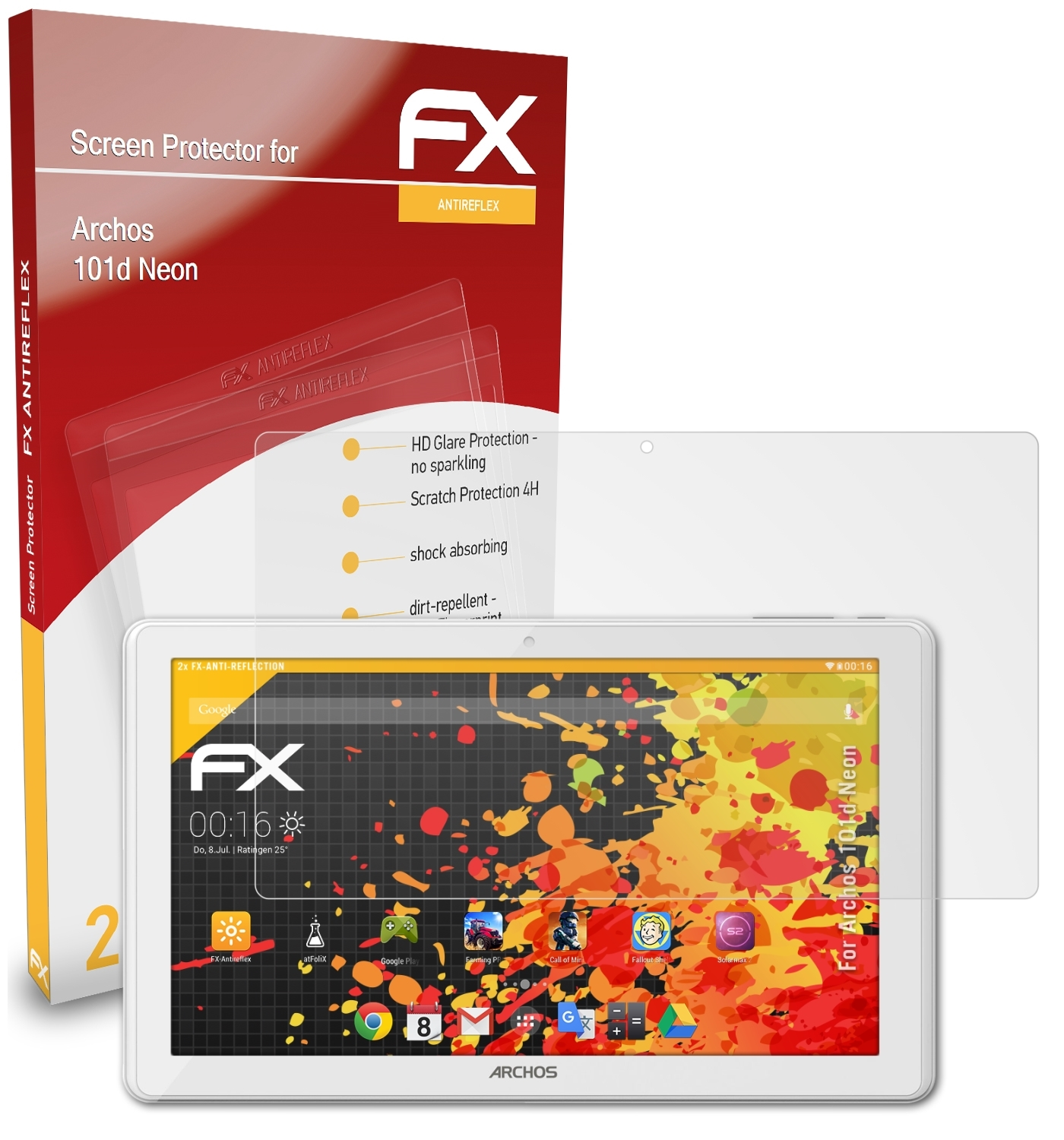 ATFOLIX 2x FX-Antireflex Displayschutz(für Archos 101d Neon)