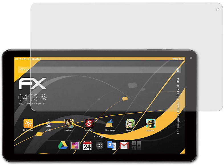 ATFOLIX 2x FX-Antireflex Displayschutz(für 1001A Blaupunkt / 1010A) Atlantis