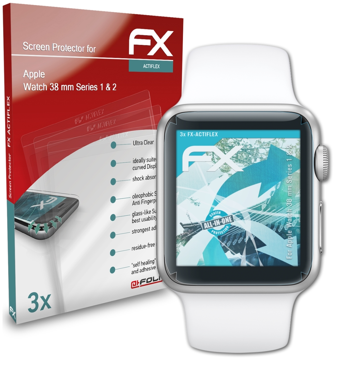 ATFOLIX 3x FX-ActiFleX Displayschutz(für 38 2)) mm & (Series 1 Watch Apple