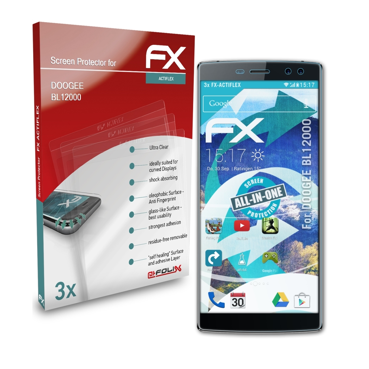 ATFOLIX 3x FX-ActiFleX Doogee BL12000) Displayschutz(für