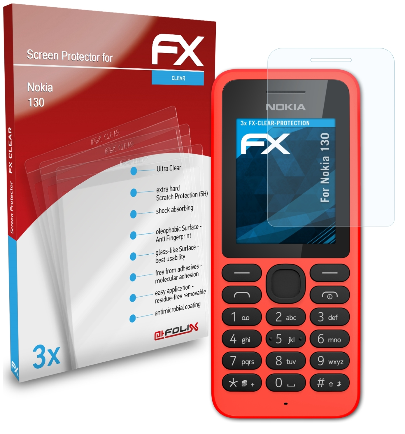 ATFOLIX 3x FX-Clear 130) Nokia Displayschutz(für