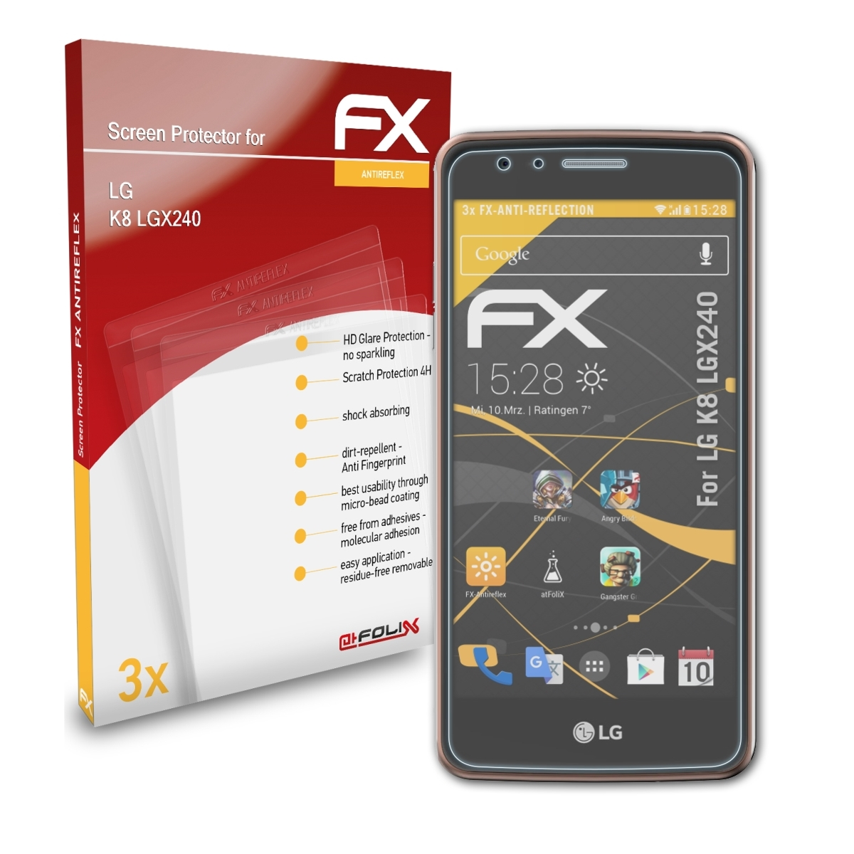 (LGX240)) K8 3x LG ATFOLIX Displayschutz(für FX-Antireflex