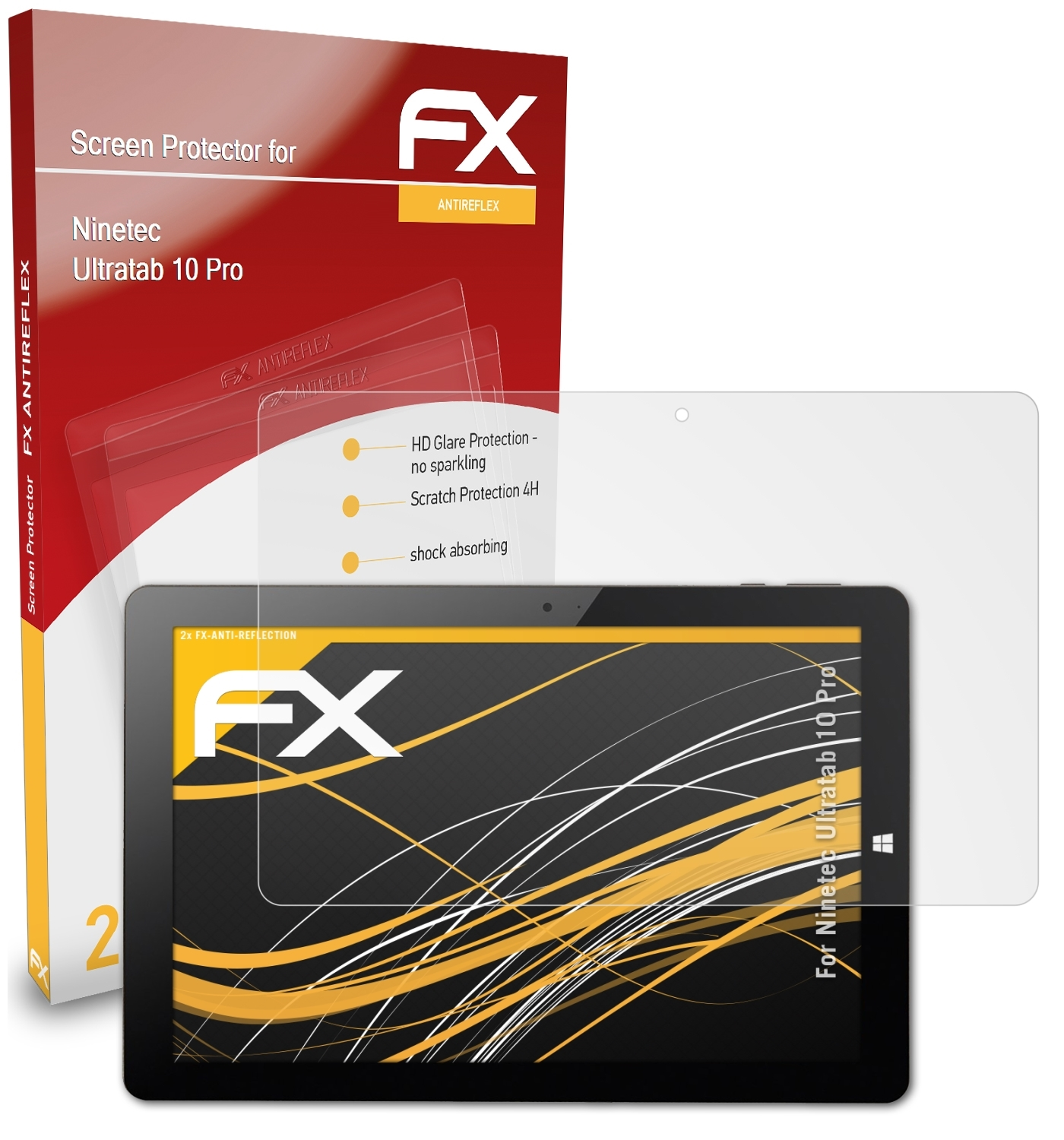 2x ATFOLIX FX-Antireflex Ninetec 10 Pro) Displayschutz(für Ultratab