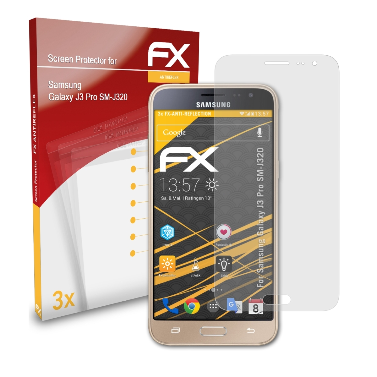 3x Samsung Pro J3 Galaxy ATFOLIX (SM-J320)) Displayschutz(für FX-Antireflex