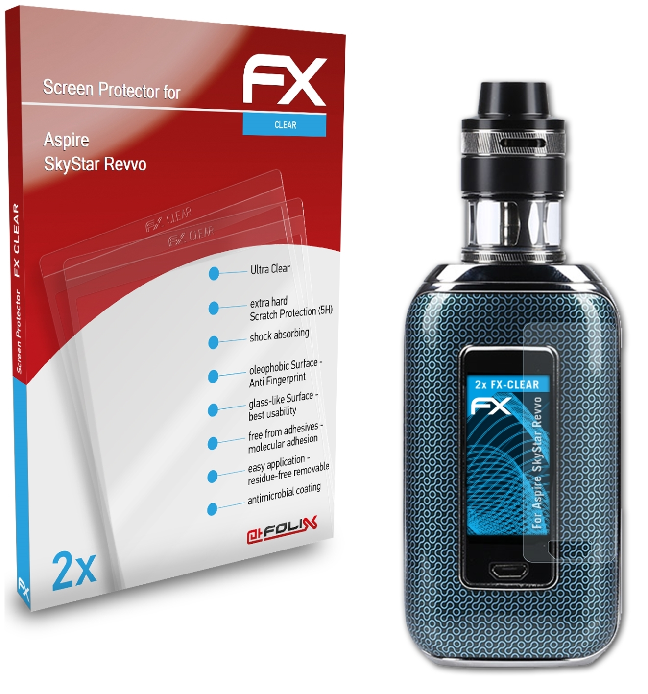 ATFOLIX 2x FX-Clear Displayschutz(für SkyStar Aspire Revvo)