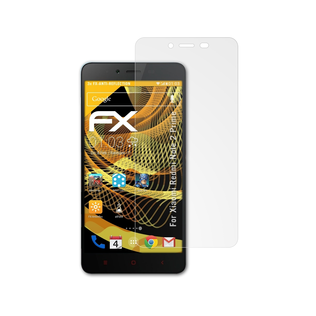 ATFOLIX 3x FX-Antireflex Displayschutz(für 2 Redmi Note Xiaomi (Prime))