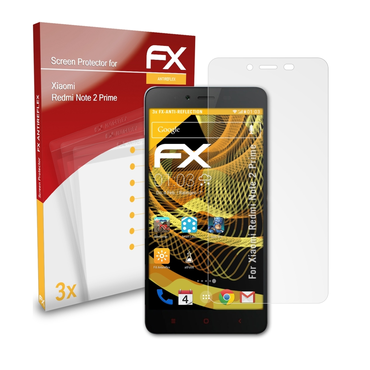 ATFOLIX 3x Note Displayschutz(für FX-Antireflex 2 Xiaomi (Prime)) Redmi