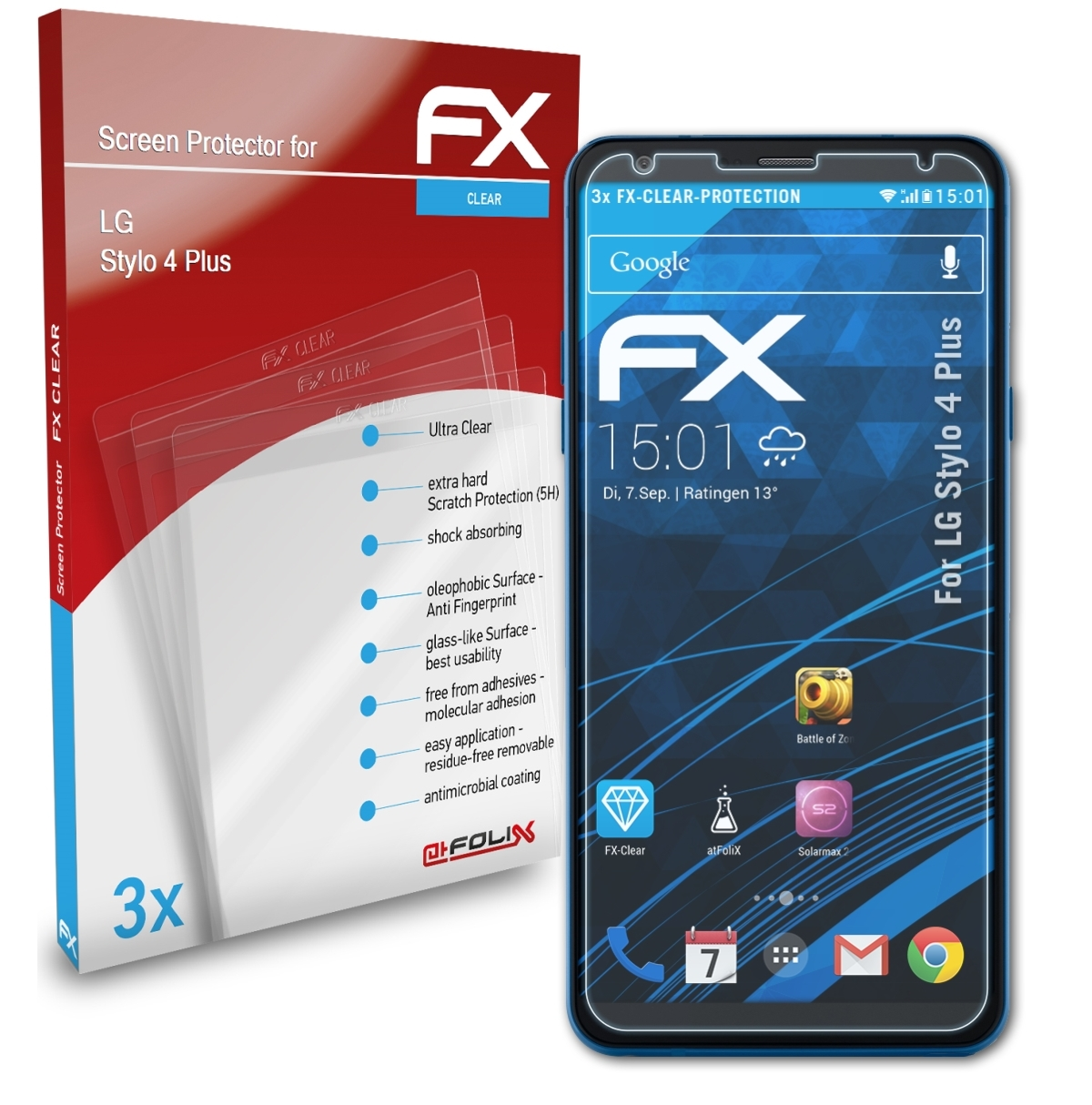 LG ATFOLIX Plus) 3x FX-Clear 4 Displayschutz(für Stylo