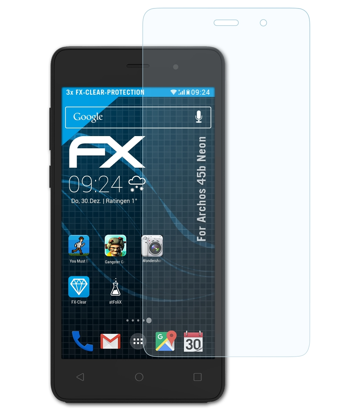 ATFOLIX FX-Clear 3x Archos 45b Neon) Displayschutz(für