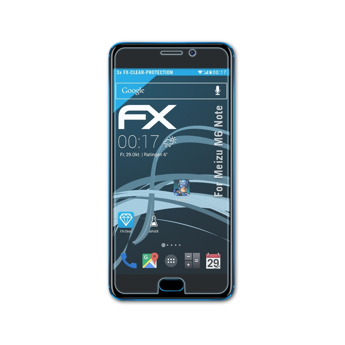 3x Meizu FX-Clear Note) M6 ATFOLIX Displayschutz(für