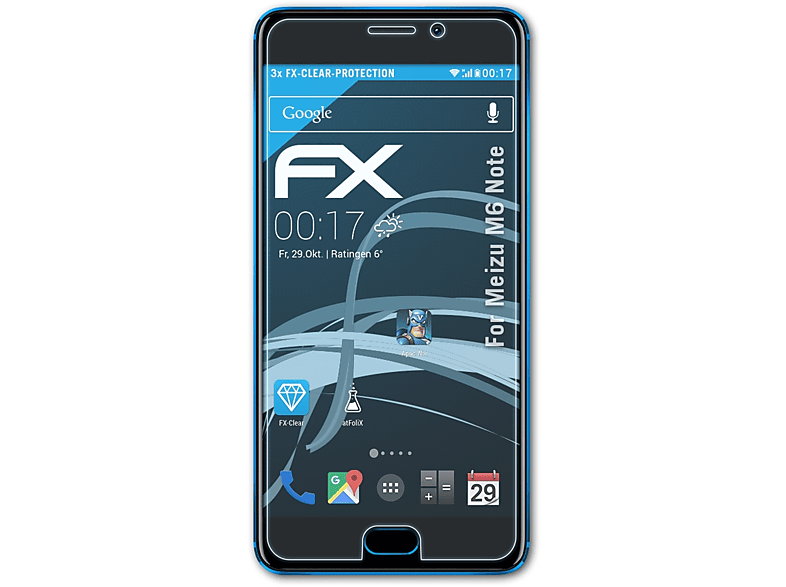 ATFOLIX 3x FX-Clear Displayschutz(für Meizu M6 Note)