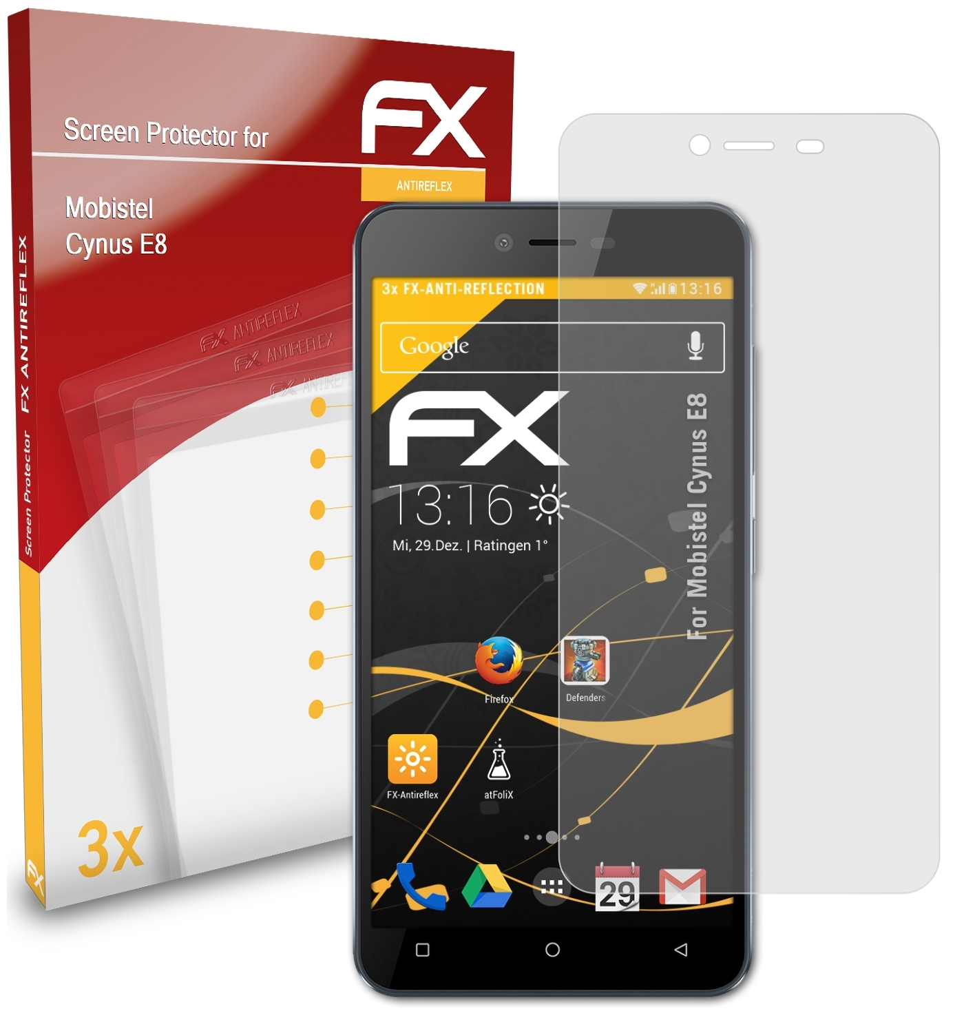 ATFOLIX 3x FX-Antireflex Displayschutz(für Mobistel Cynus E8)