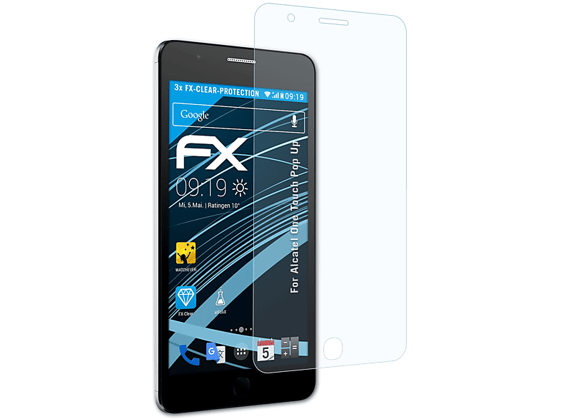 ATFOLIX Displayschutz(für One Pop 3x Up) Alcatel Touch FX-Clear