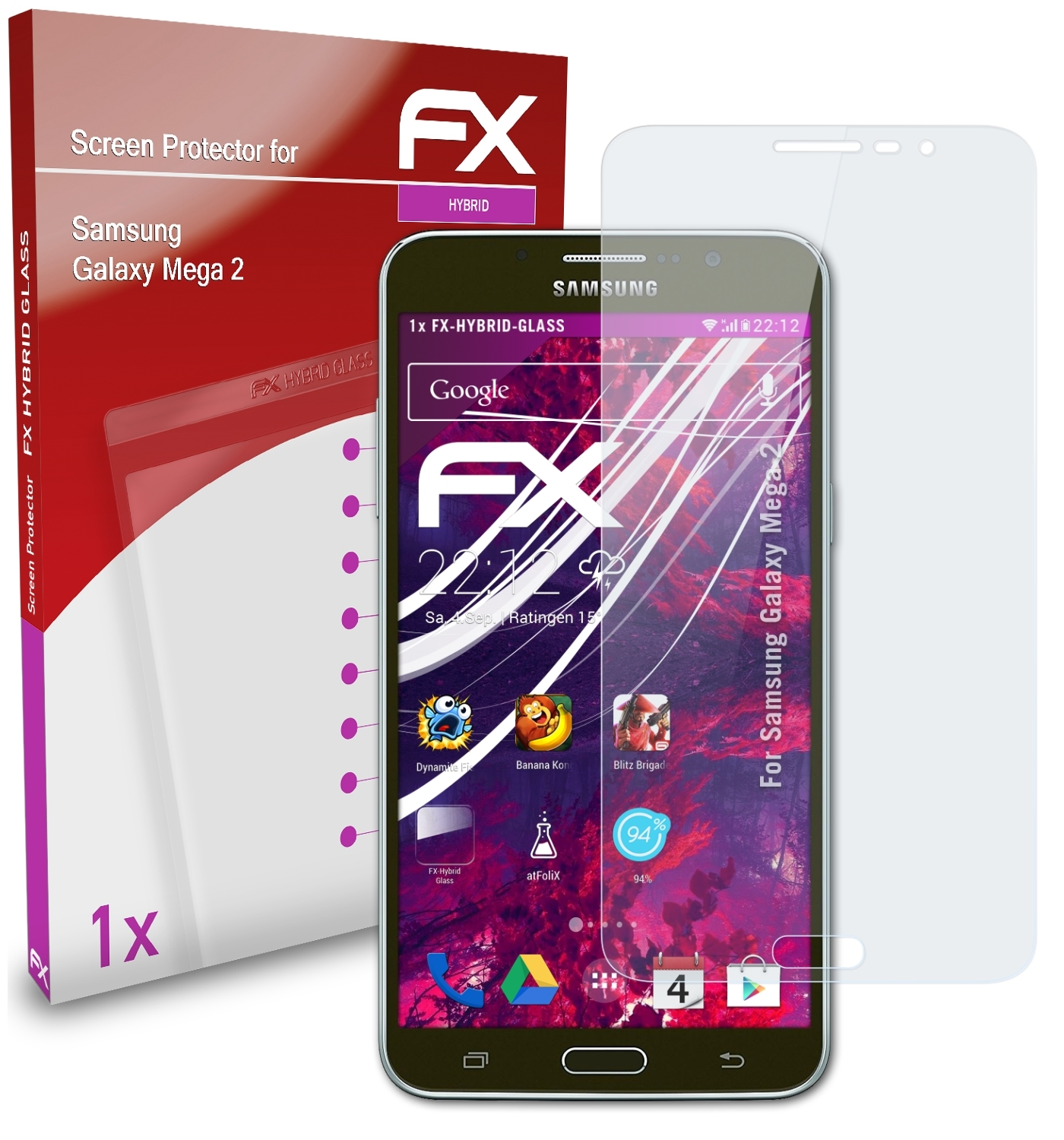 ATFOLIX FX-Hybrid-Glass Schutzglas(für Samsung Galaxy Mega 2)