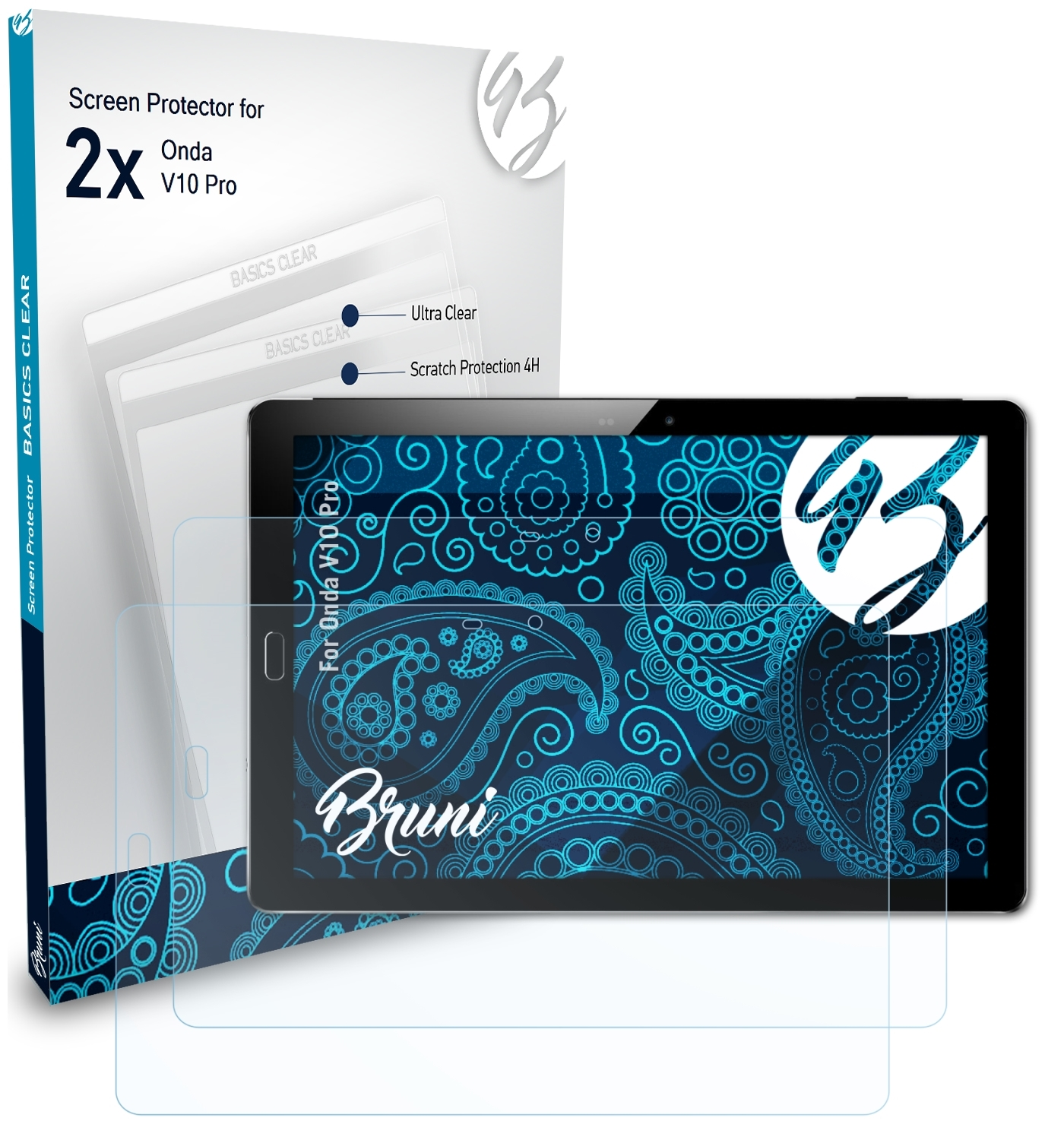 2x Onda Pro) BRUNI V10 Basics-Clear Schutzfolie(für