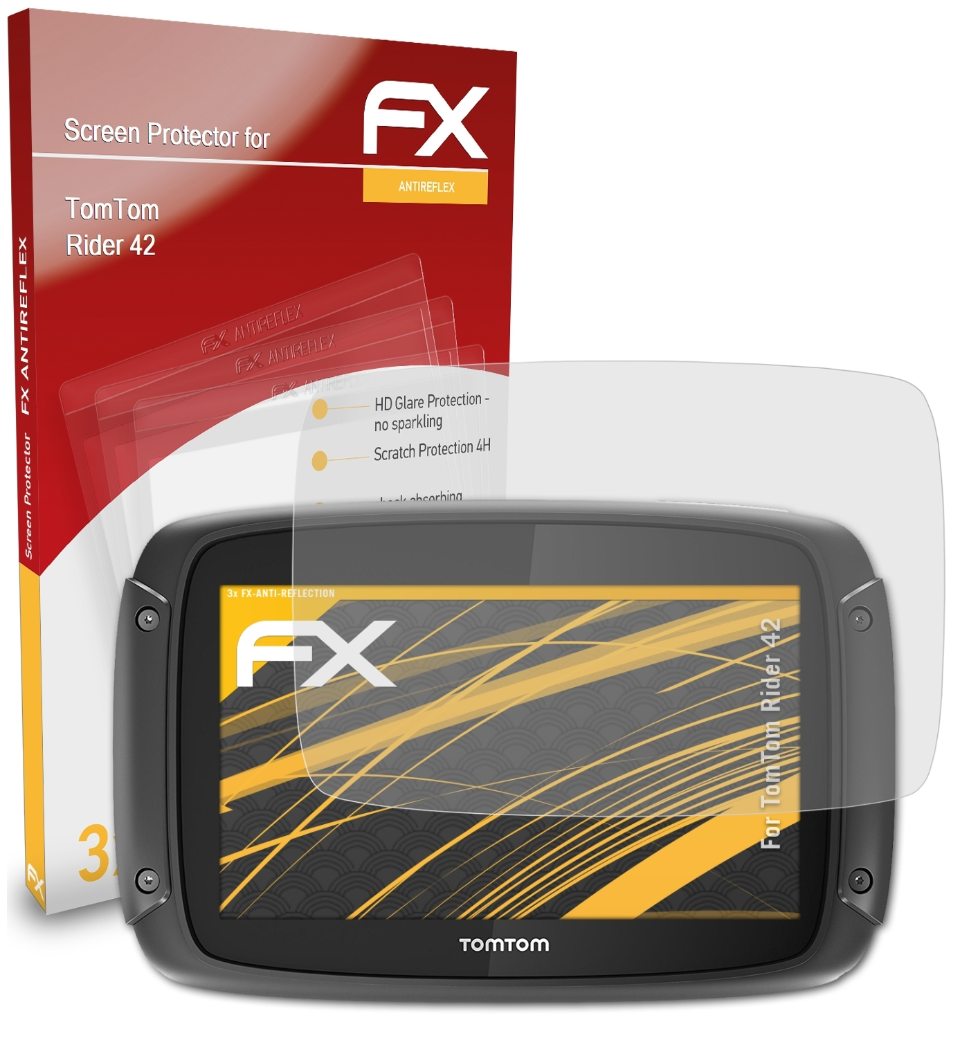 TomTom 3x ATFOLIX FX-Antireflex Displayschutz(für Rider 42)