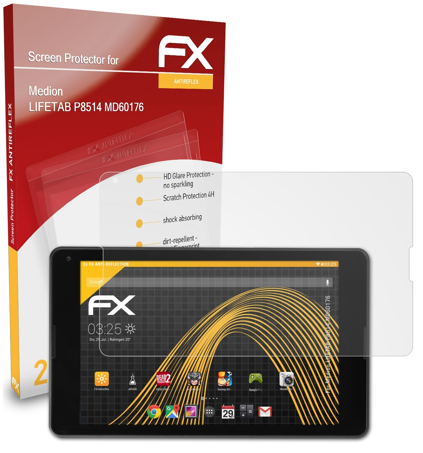ATFOLIX 2x FX-Antireflex LIFETAB Medion P8514 (MD60176)) Displayschutz(für
