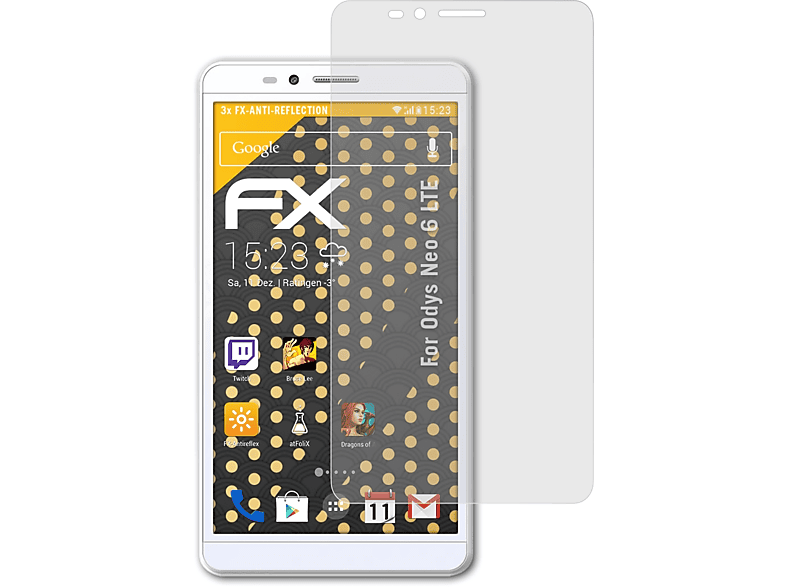 ATFOLIX 3x FX-Antireflex Displayschutz(für Odys Neo 6 LTE)