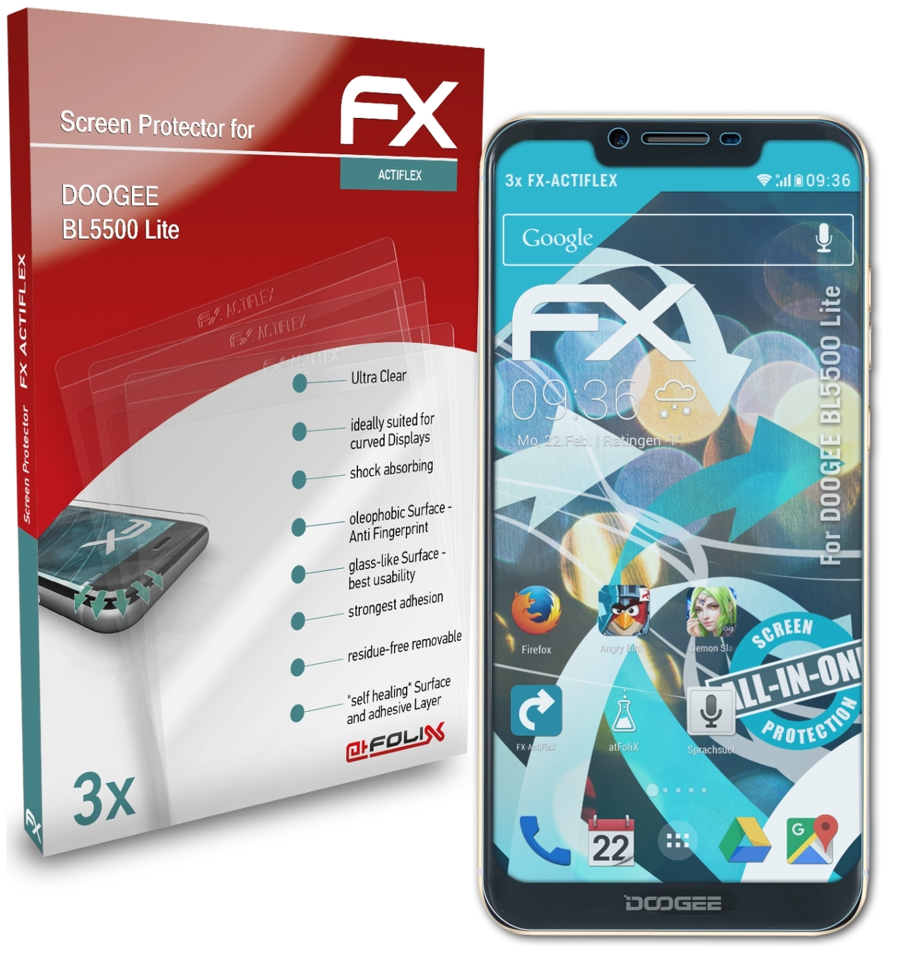 ATFOLIX 3x FX-ActiFleX BL5500 Displayschutz(für Lite) Doogee