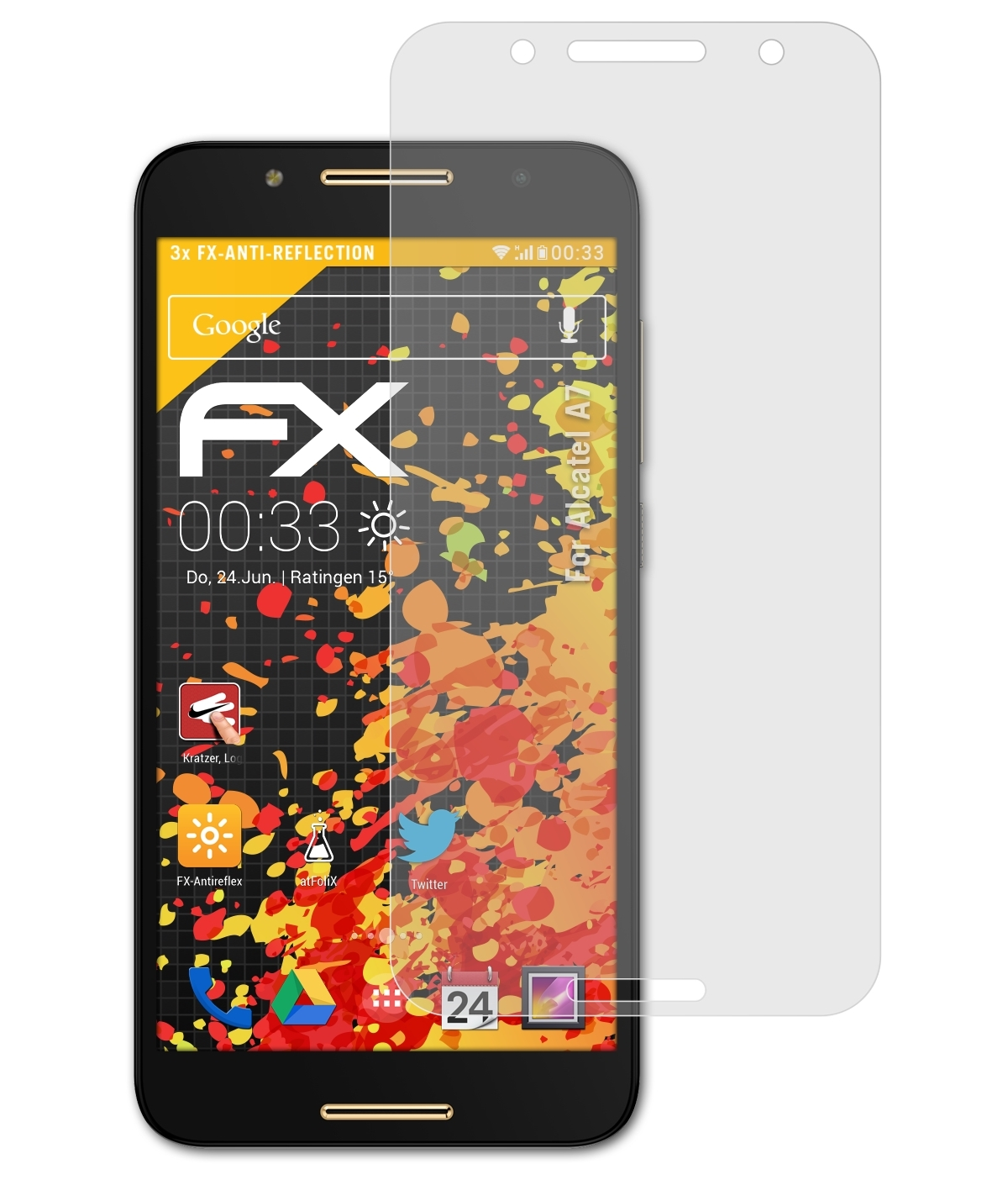 ATFOLIX 3x FX-Antireflex Displayschutz(für Alcatel A7)
