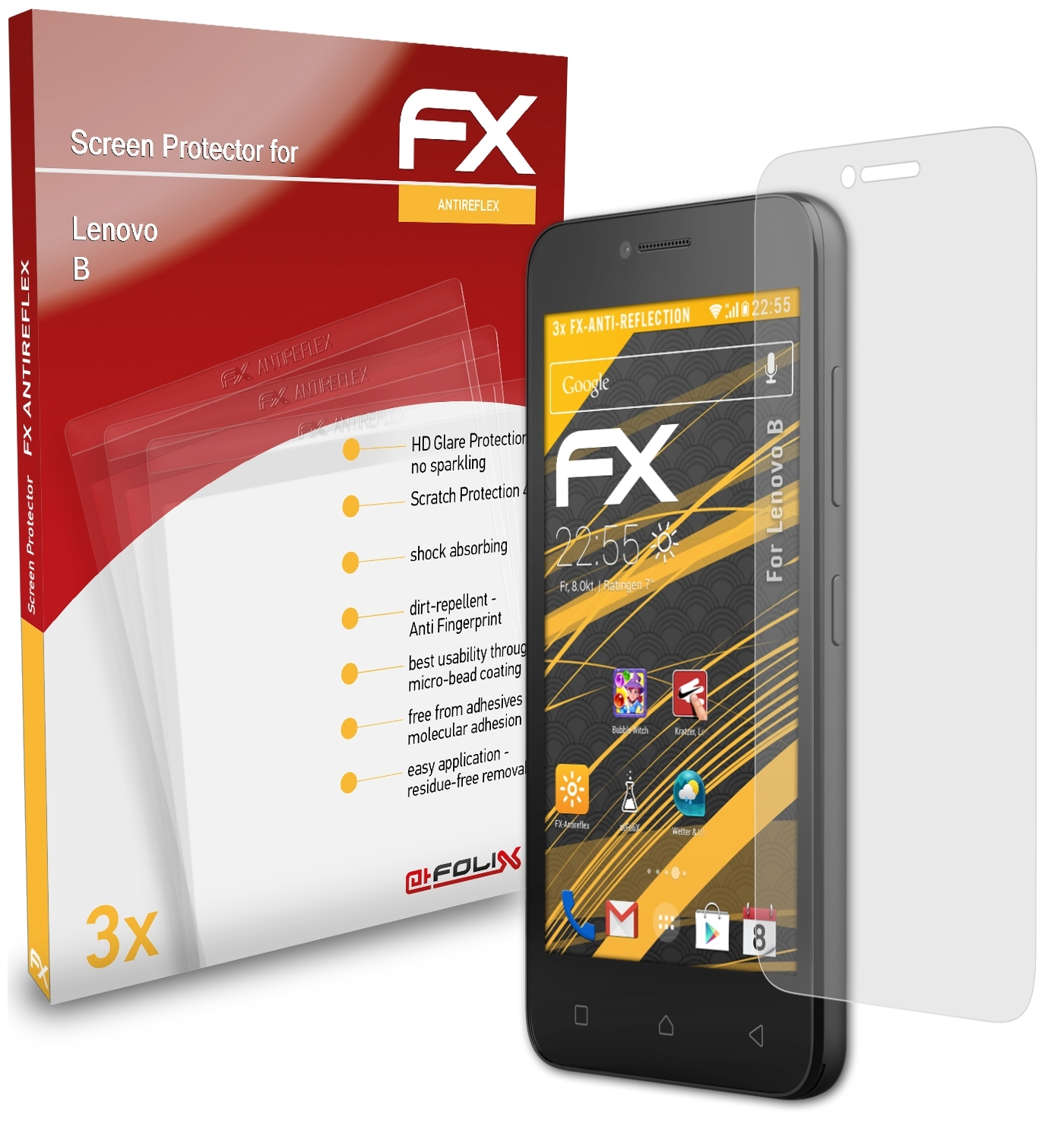 ATFOLIX 3x FX-Antireflex Lenovo Displayschutz(für B)