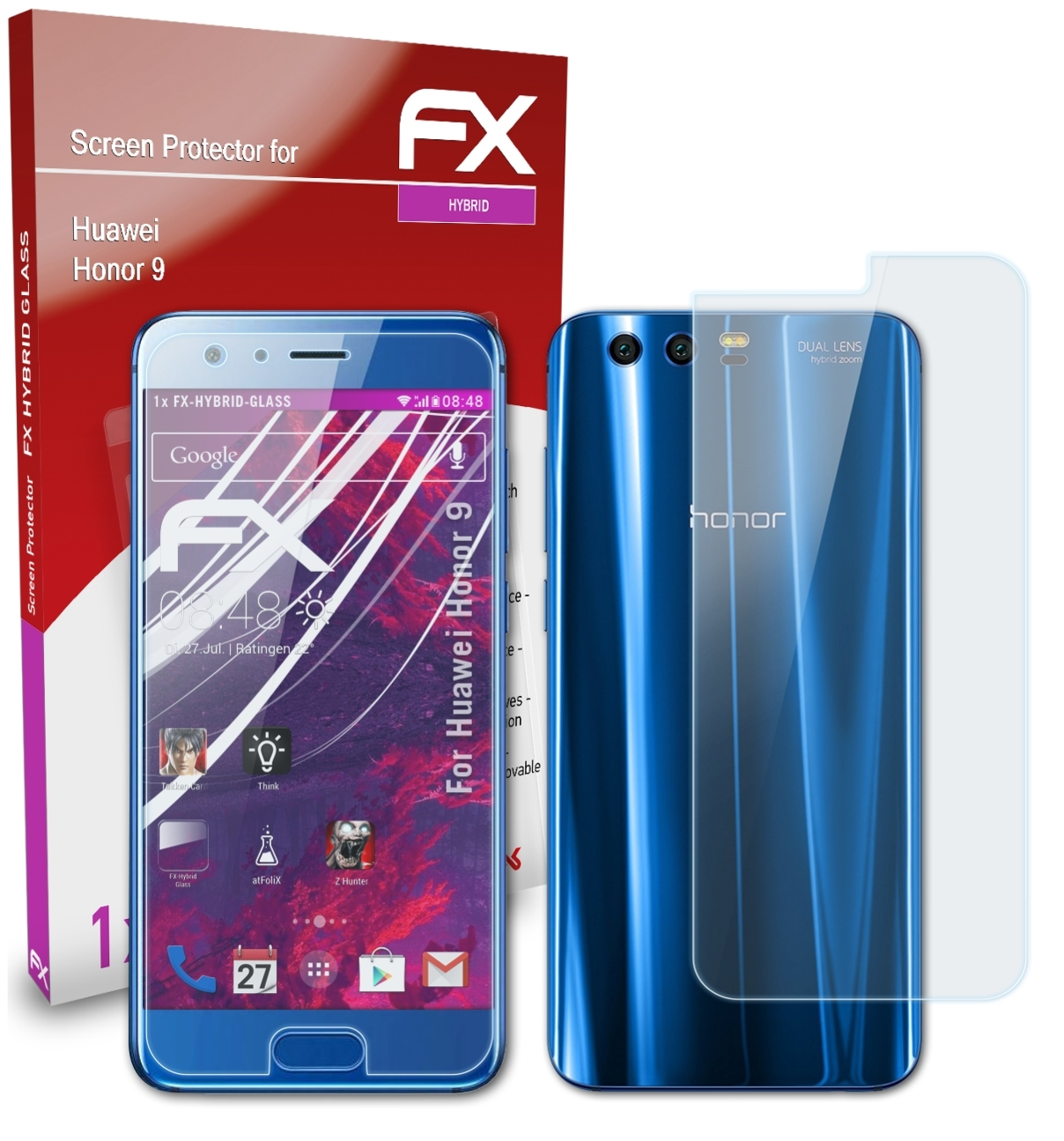 Huawei ATFOLIX Honor 9) FX-Hybrid-Glass Schutzglas(für