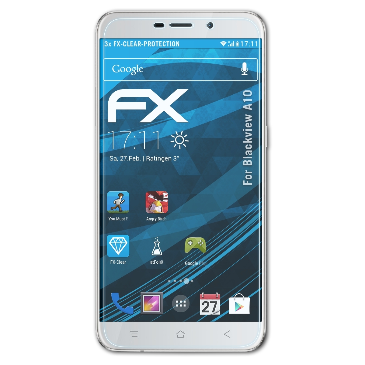 3x FX-Clear Displayschutz(für ATFOLIX Blackview A10)