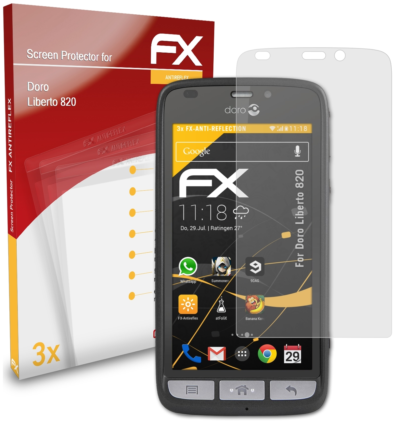 ATFOLIX 3x Displayschutz(für Liberto FX-Antireflex 820) Doro