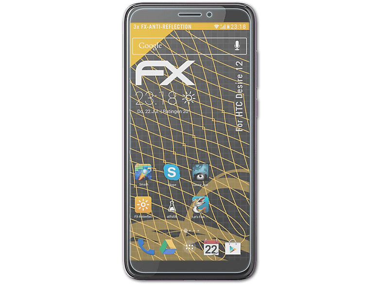 ATFOLIX 3x FX-Antireflex Displayschutz(für HTC Desire 12)