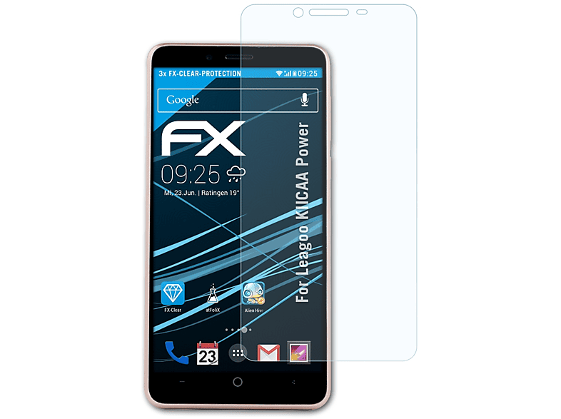 KIICAA Displayschutz(für 3x ATFOLIX Power) FX-Clear Leagoo