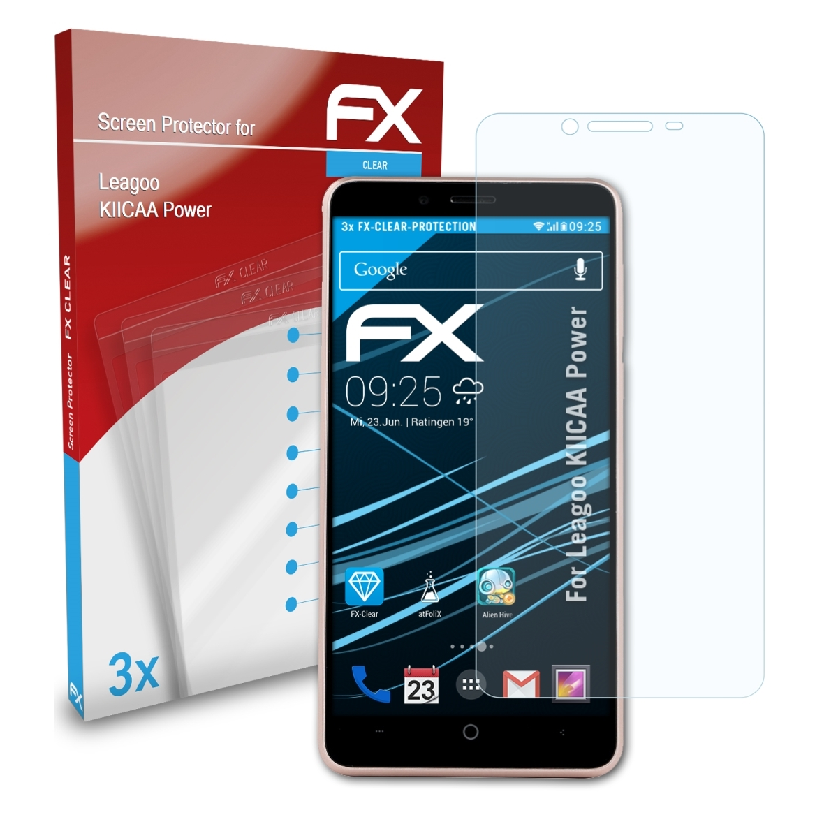 ATFOLIX KIICAA Power) FX-Clear 3x Displayschutz(für Leagoo