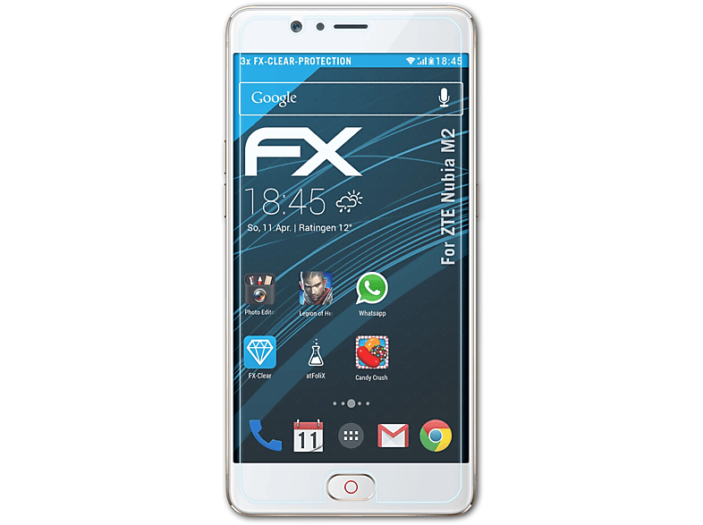 ATFOLIX 3x FX-Clear Displayschutz(für ZTE Nubia M2)