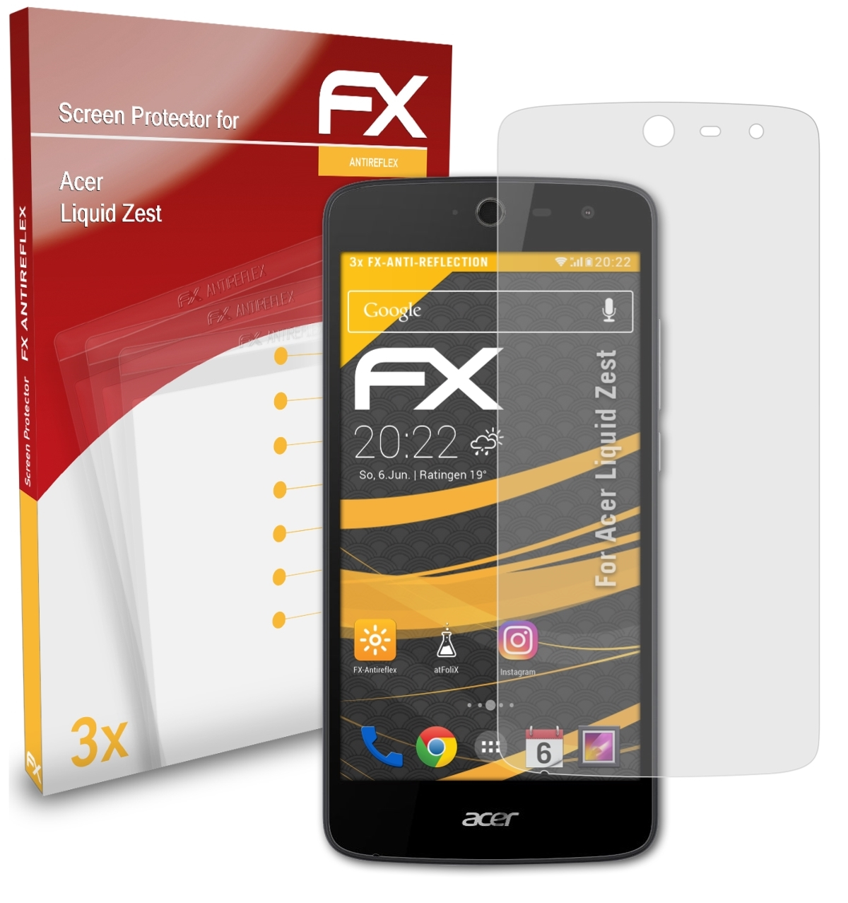 ATFOLIX 3x FX-Antireflex Displayschutz(für Acer Liquid Zest)