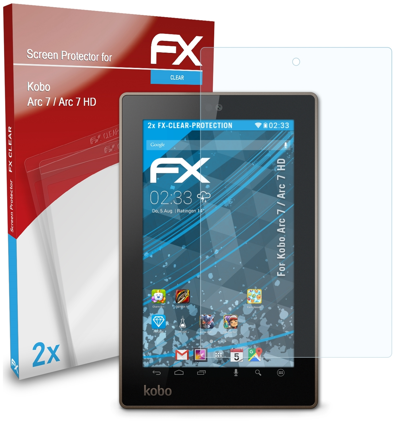 7 / FX-Clear 7 Displayschutz(für Arc Arc 2x HD) Kobo ATFOLIX