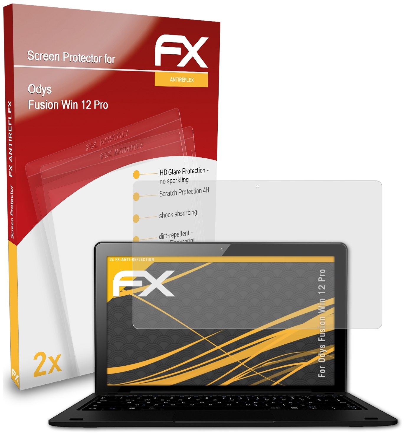 Win 12 Pro) Fusion 2x Displayschutz(für ATFOLIX Odys FX-Antireflex