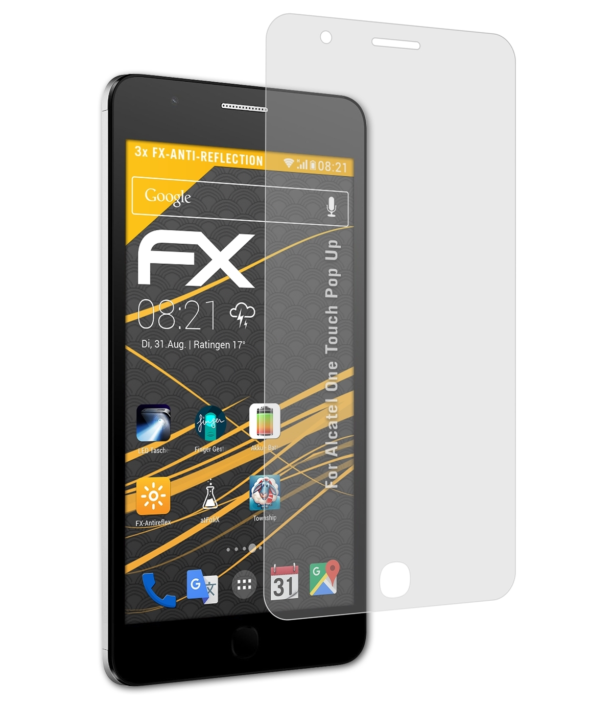 ATFOLIX 3x FX-Antireflex Pop Up) Alcatel One Displayschutz(für Touch