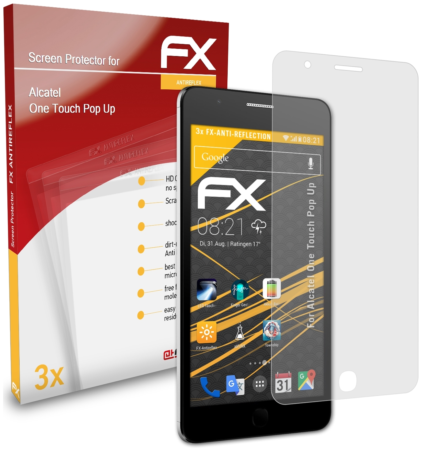 ATFOLIX 3x Pop Touch One Alcatel FX-Antireflex Up) Displayschutz(für