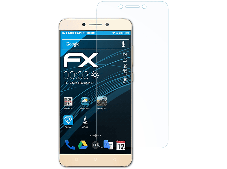 ATFOLIX 3x FX-Clear Displayschutz(für LeEco Le 2)