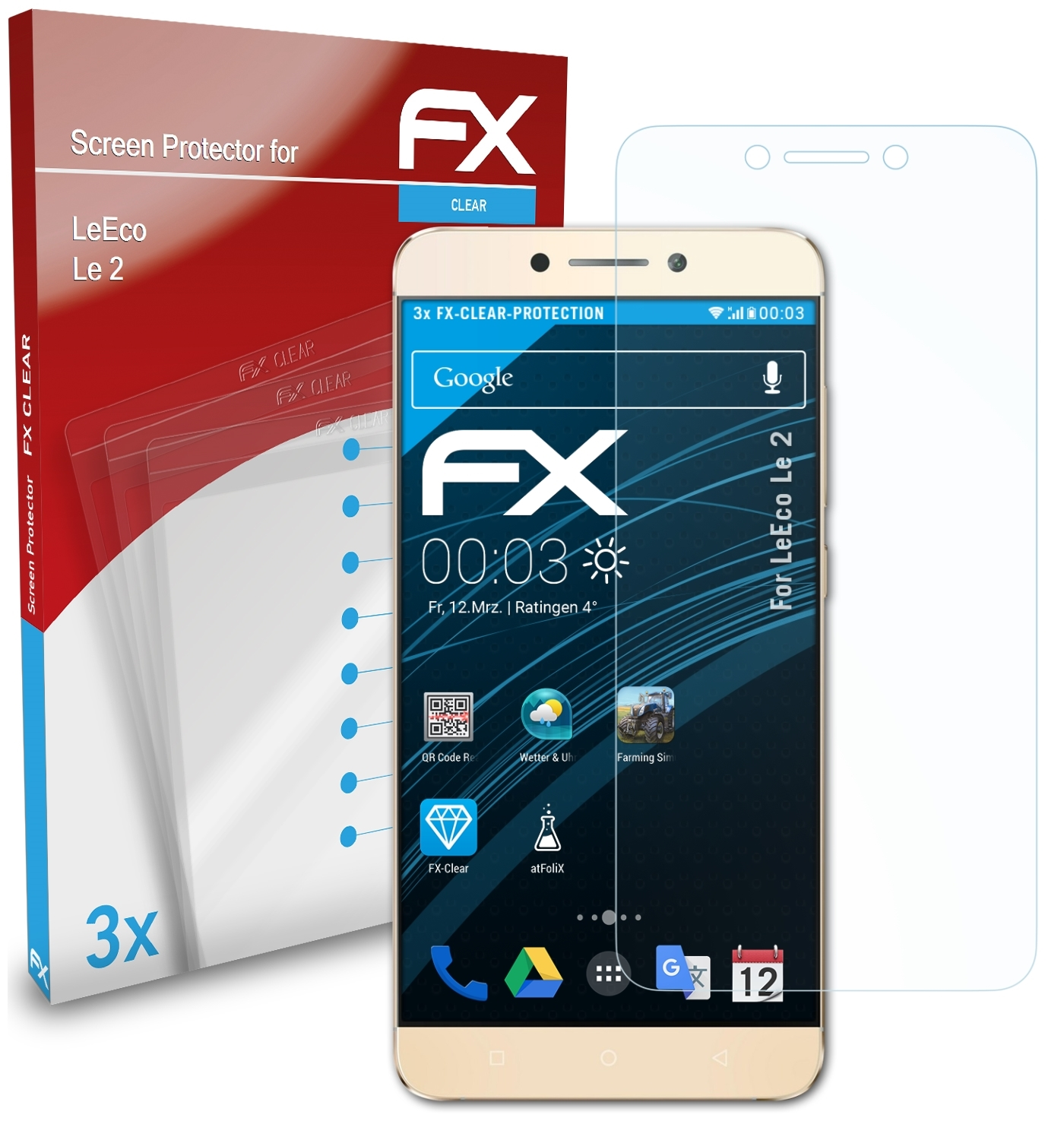 ATFOLIX 3x FX-Clear Displayschutz(für Le 2) LeEco