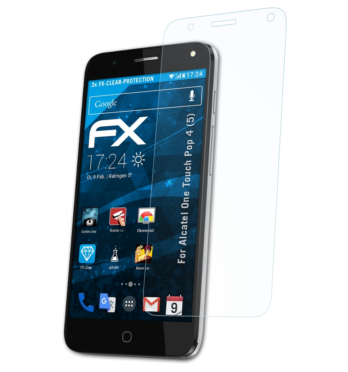 ATFOLIX (5)) 3x FX-Clear Touch 4 One Pop Alcatel Displayschutz(für