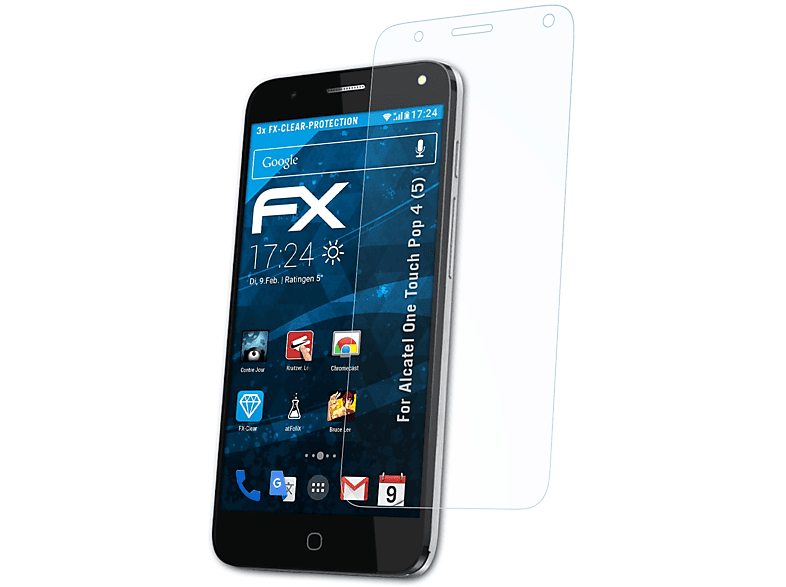 ATFOLIX 3x FX-Clear Displayschutz(für Alcatel One Touch Pop 4 (5))