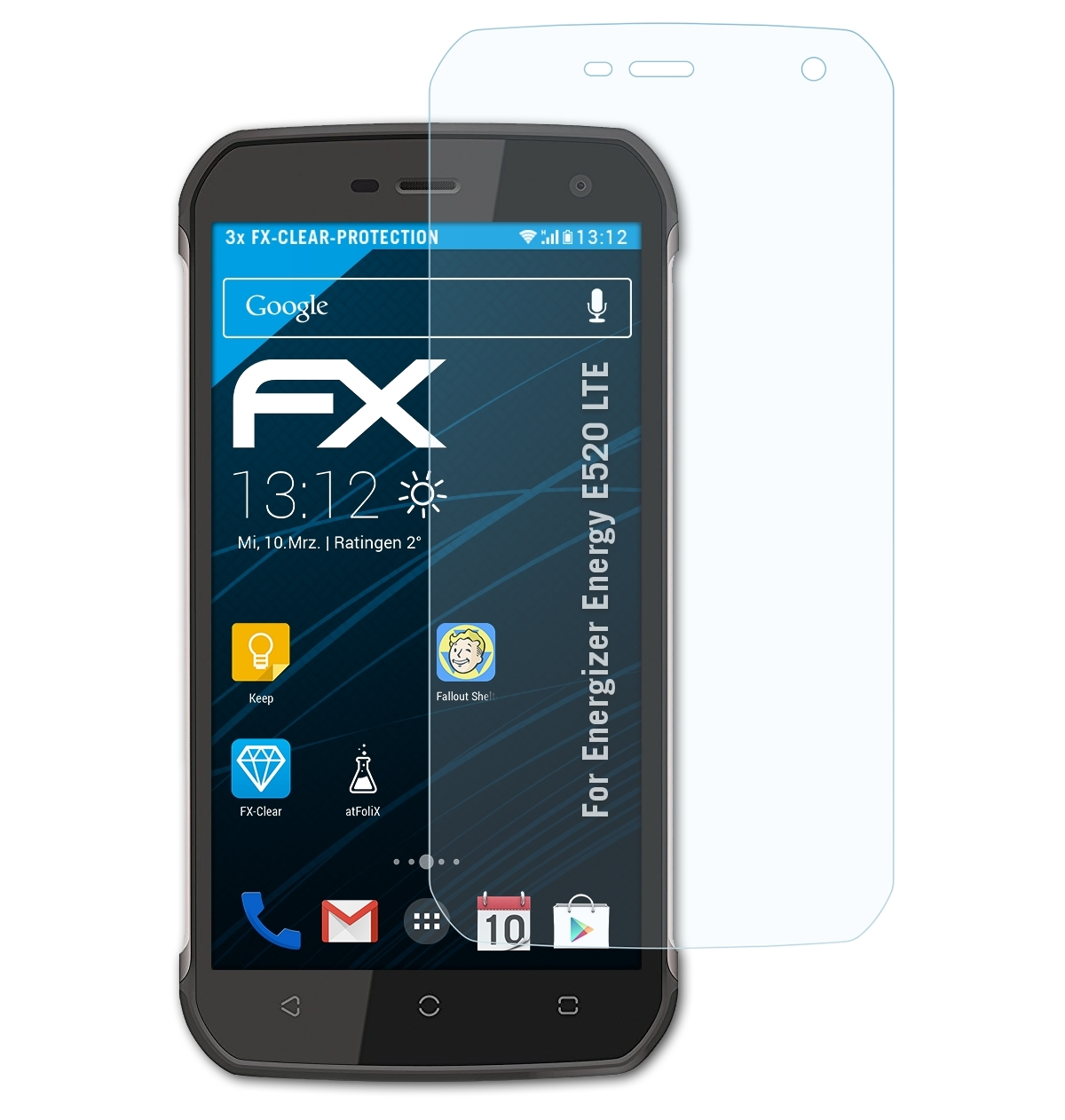 ATFOLIX 3x FX-Clear Displayschutz(für E520 Energizer Energy LTE)