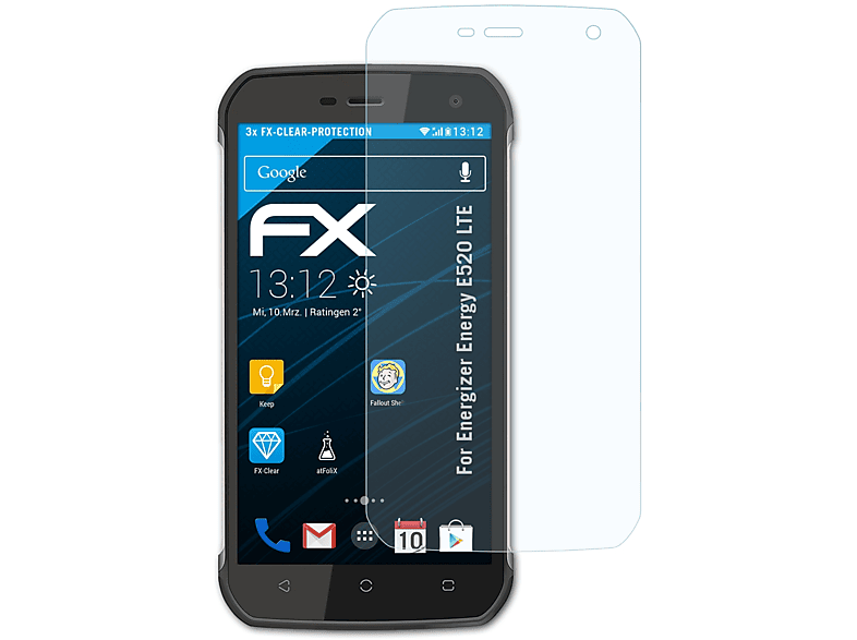 ATFOLIX 3x Energy FX-Clear Displayschutz(für Energizer LTE) E520