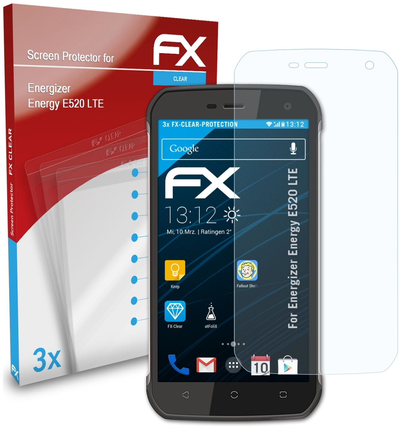 LTE) E520 Energy 3x ATFOLIX FX-Clear Displayschutz(für Energizer