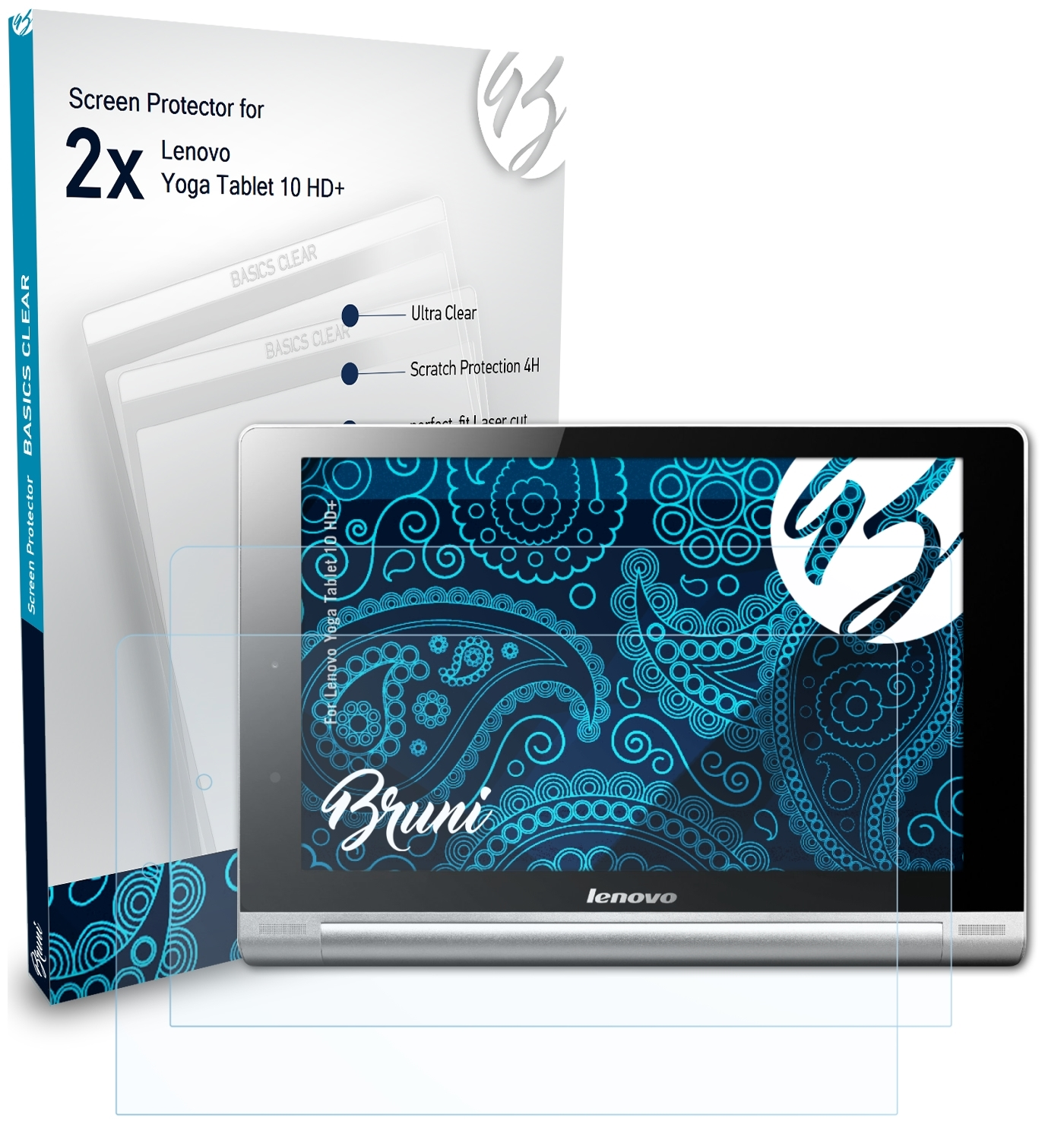 Yoga 10 Basics-Clear Schutzfolie(für Tablet BRUNI Lenovo HD+) 2x
