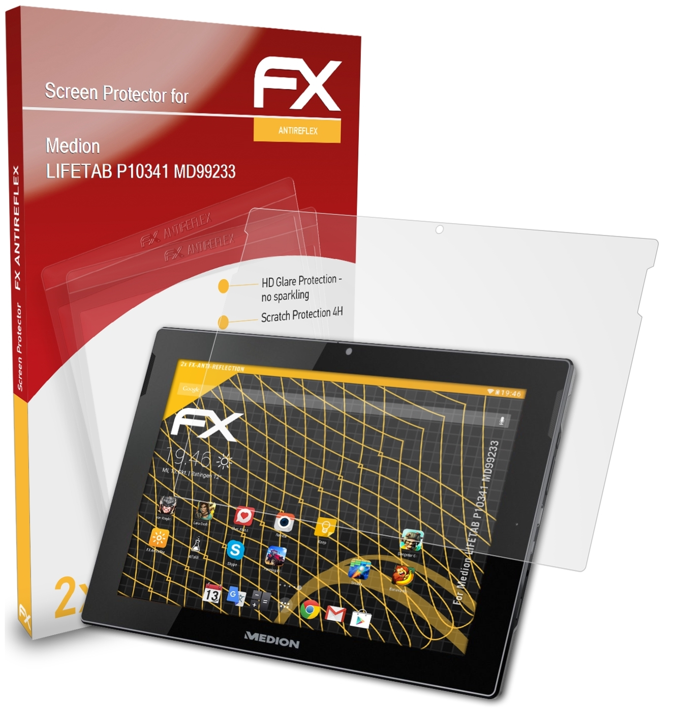 ATFOLIX 2x P10341 FX-Antireflex LIFETAB Displayschutz(für Medion (MD99233))